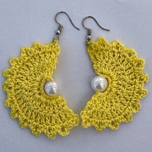 Lemon Slice Crocheted Earrings